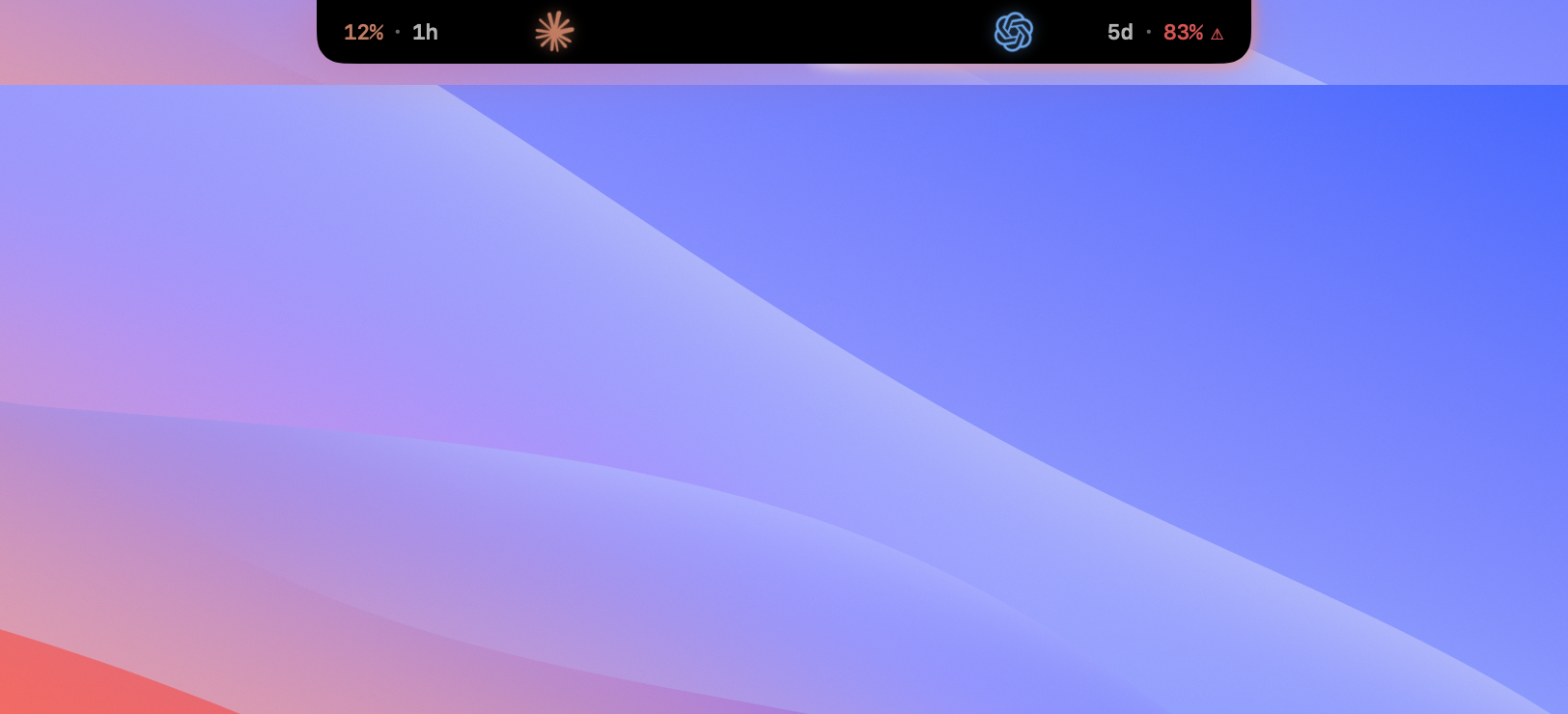 Agent Island showing Claude Code and Codex working states in the top bar